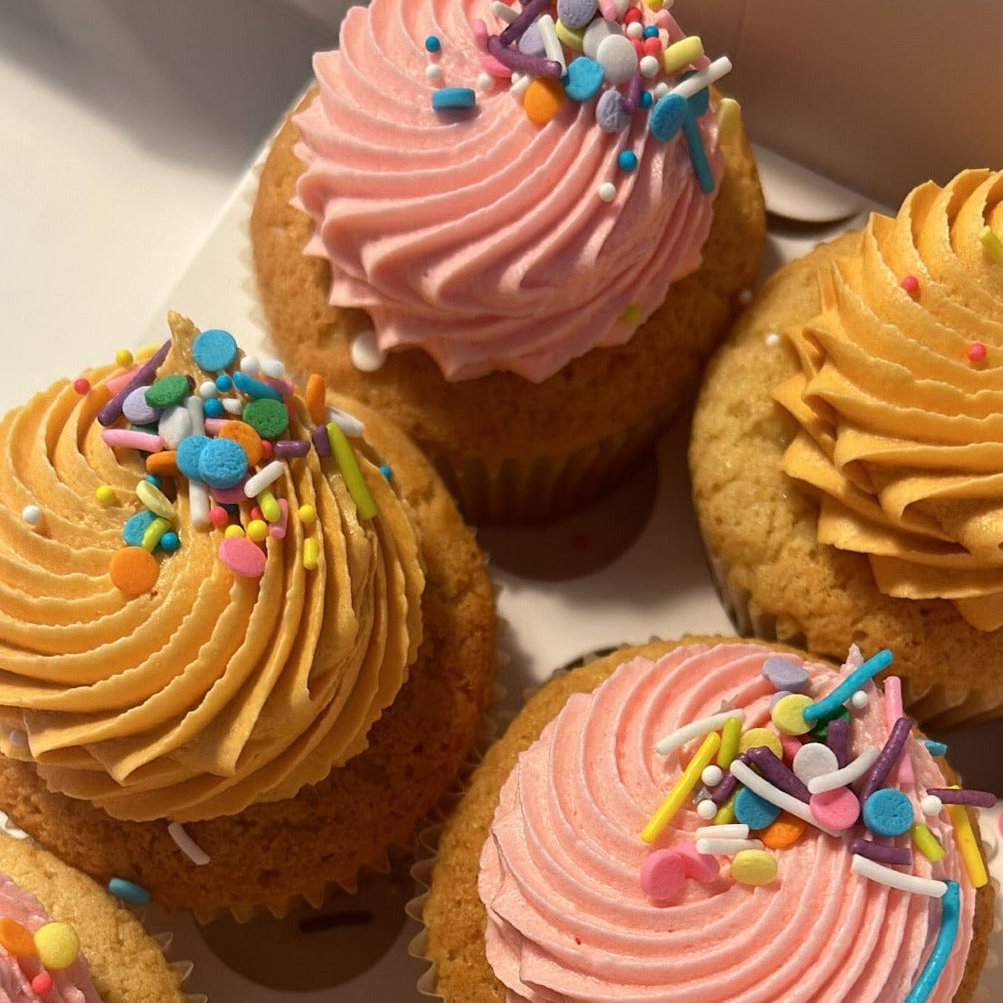 Colour Matched Cupcakes pink orange