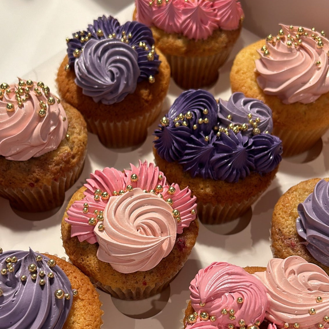 Colour Matched Cupcakes pink purple