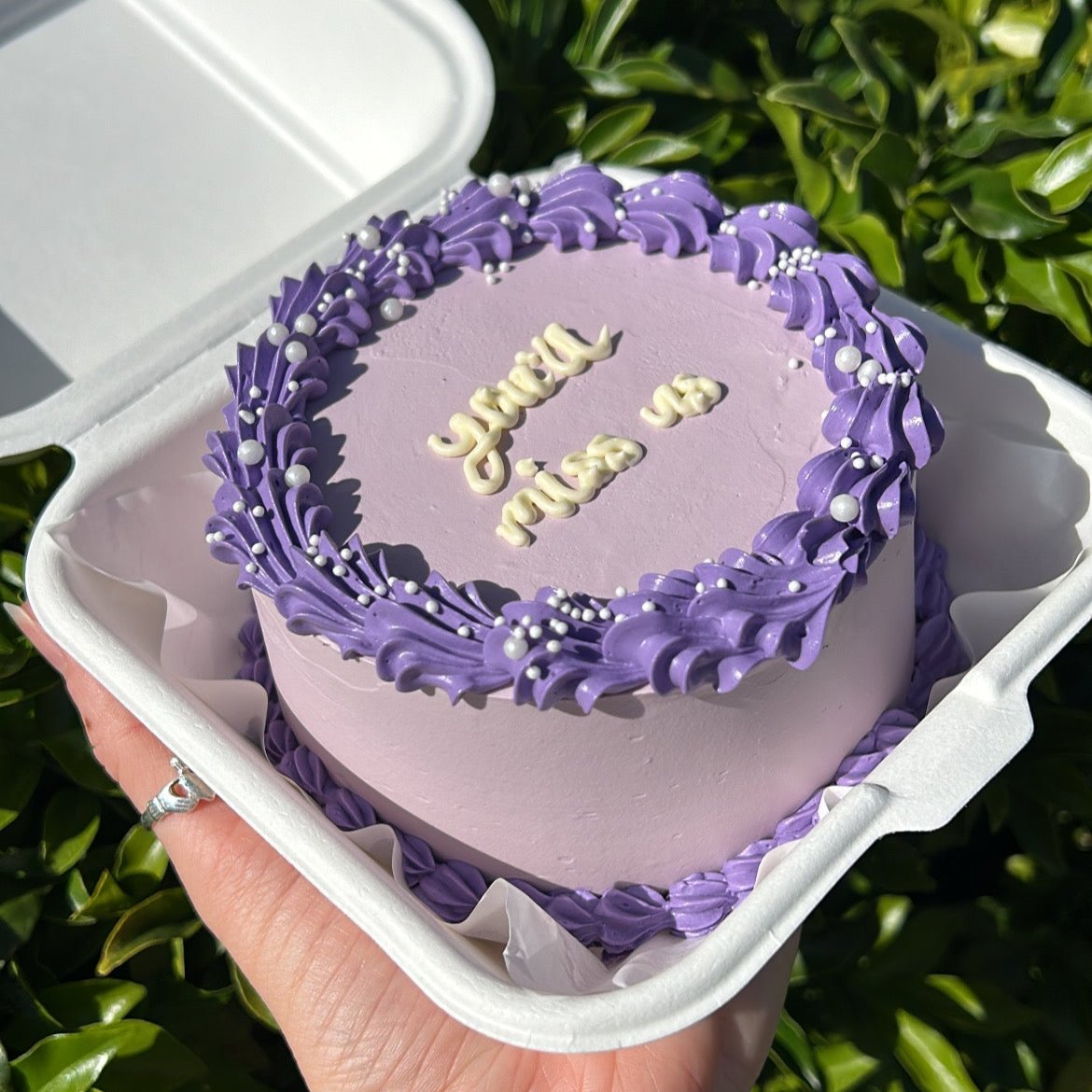 Vintage Vibes Bento Cake top side view purple