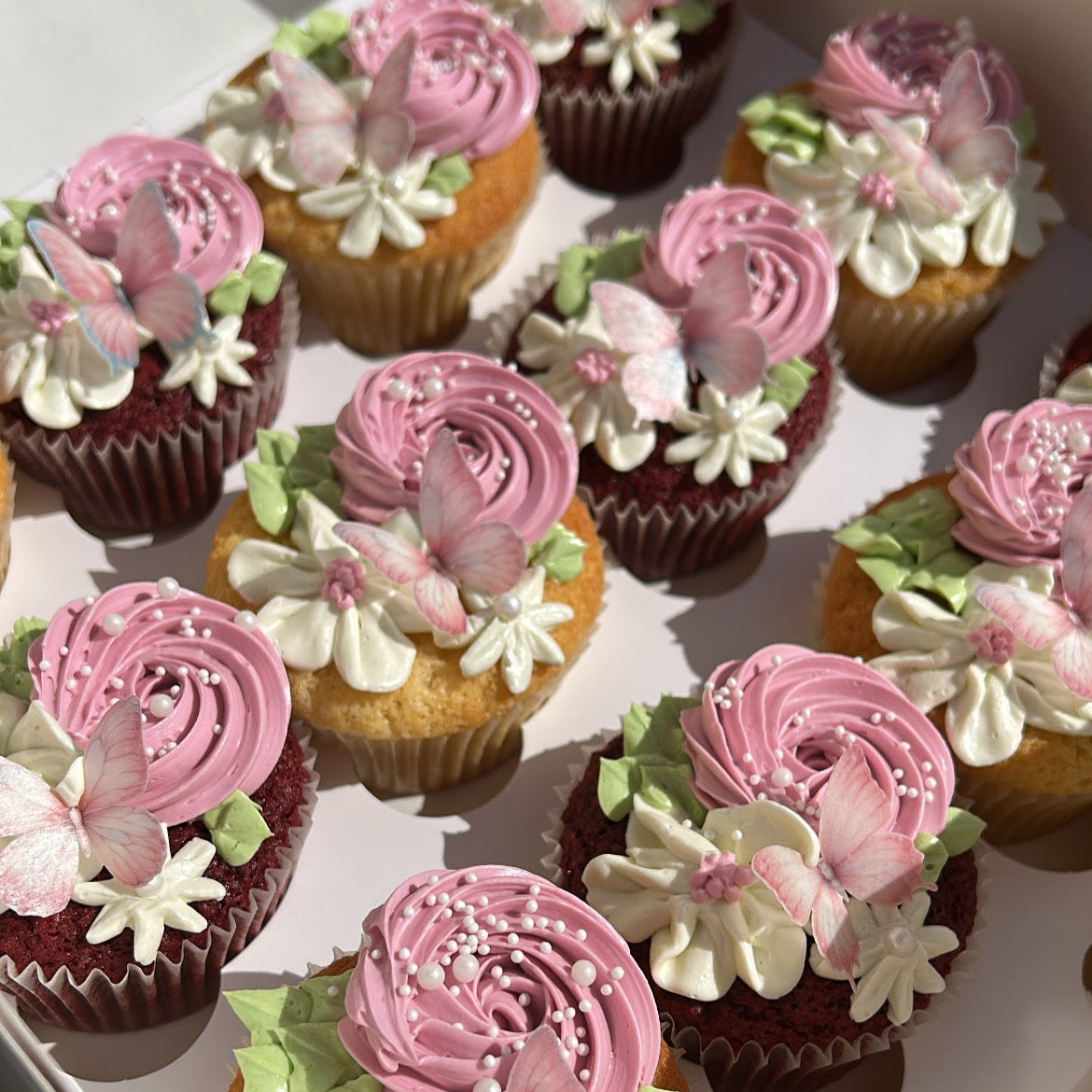 Flowers & Butterflies Cupcakes (12 pack)