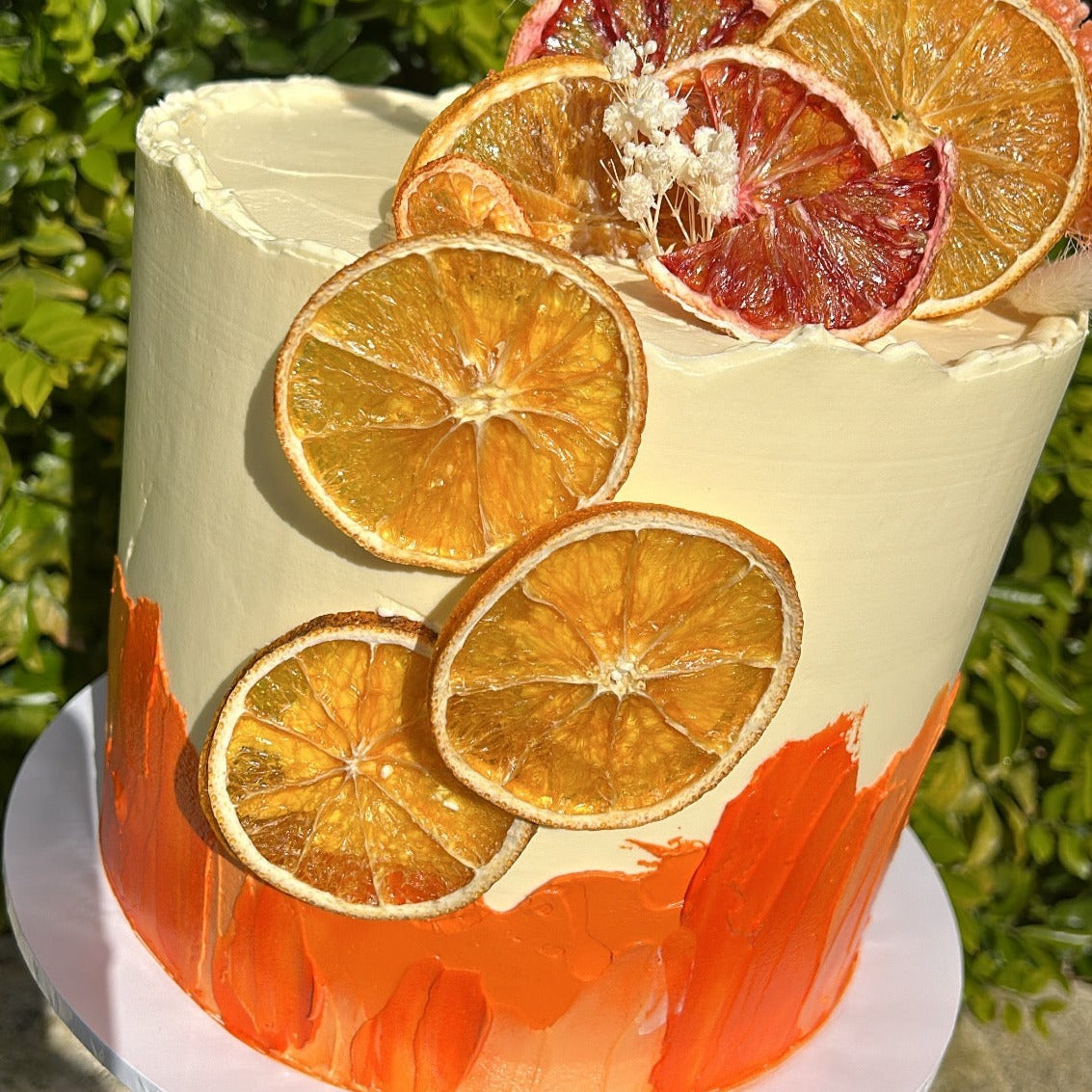Large Custom Round Cake side view orange