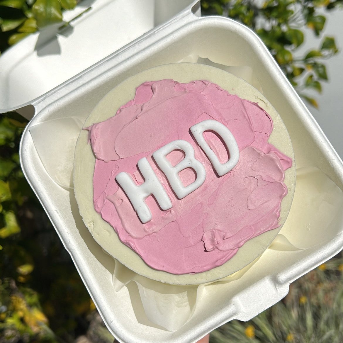 Mini Message Bento Cake top view birthday pink