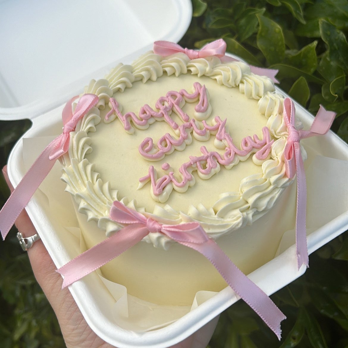 Princess Bento Cake top side view baby pink early birthday