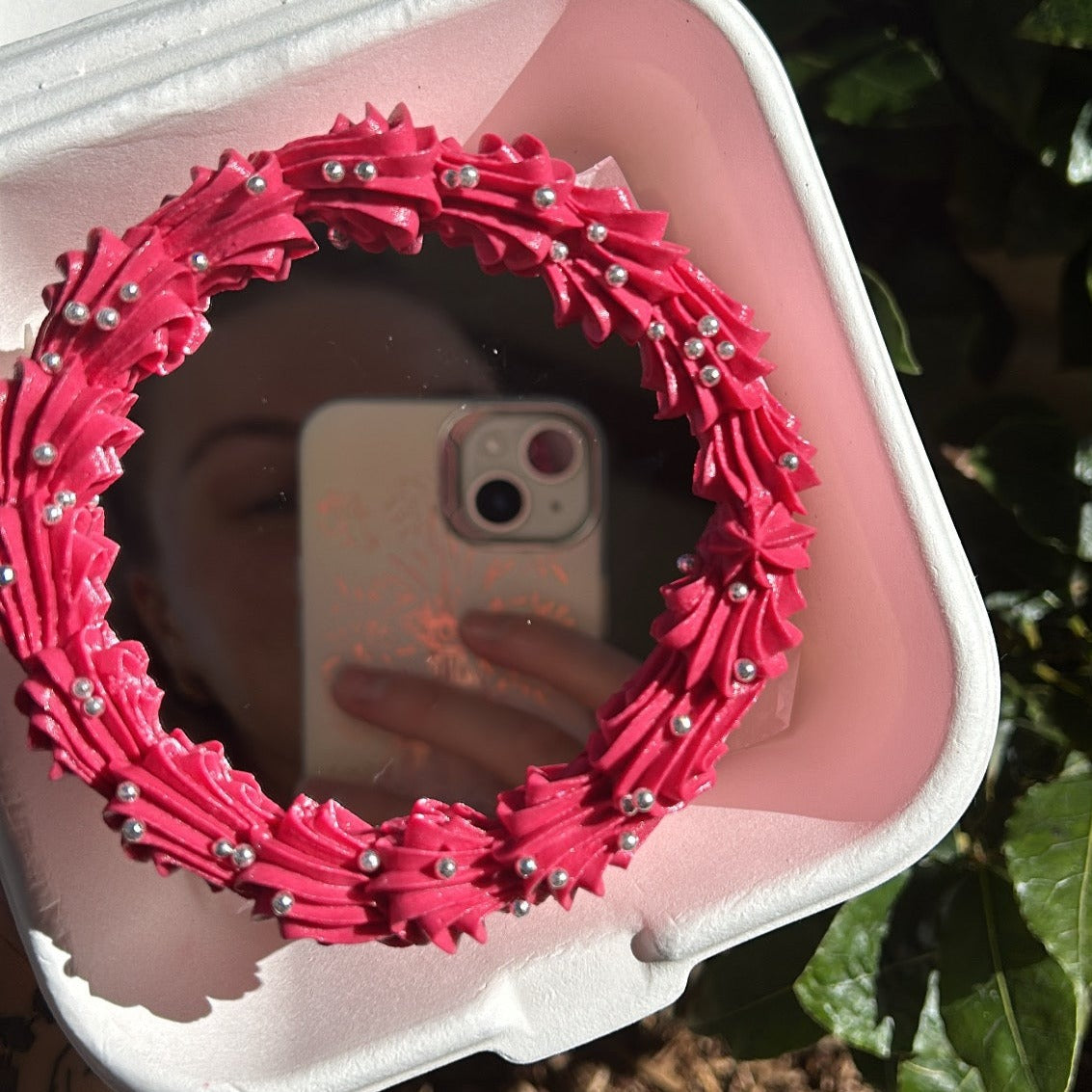 Look At Me Bento Cake pink top view 