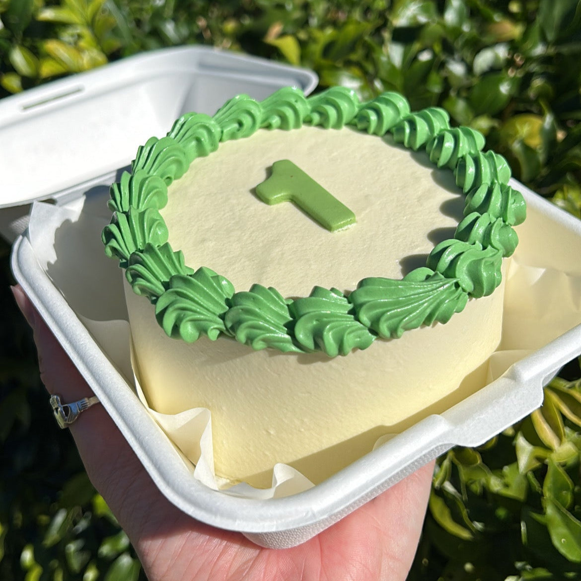 What's My Age Again Bento Cake top side view green 1