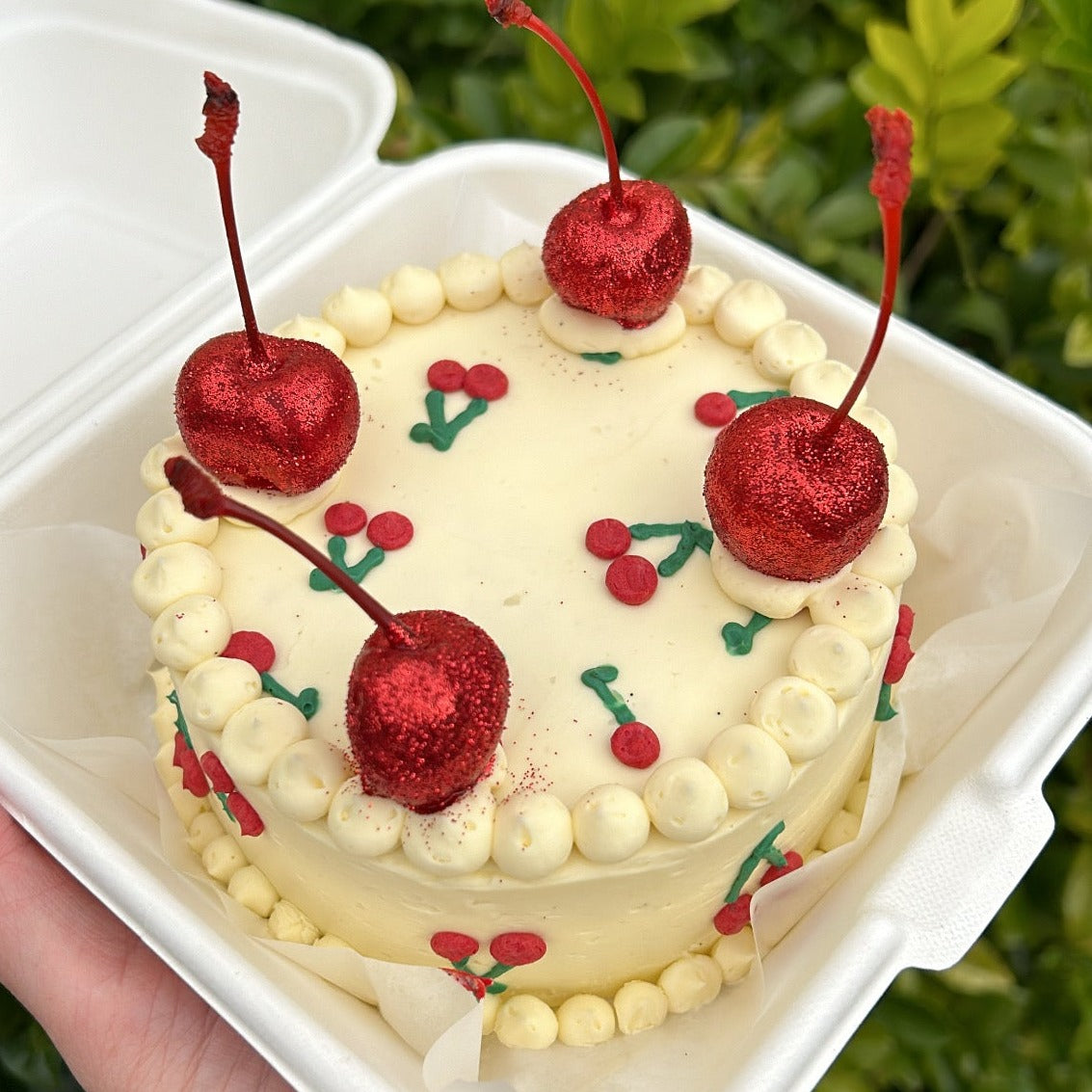 Cheeky Cherry Bento Cake back side view 