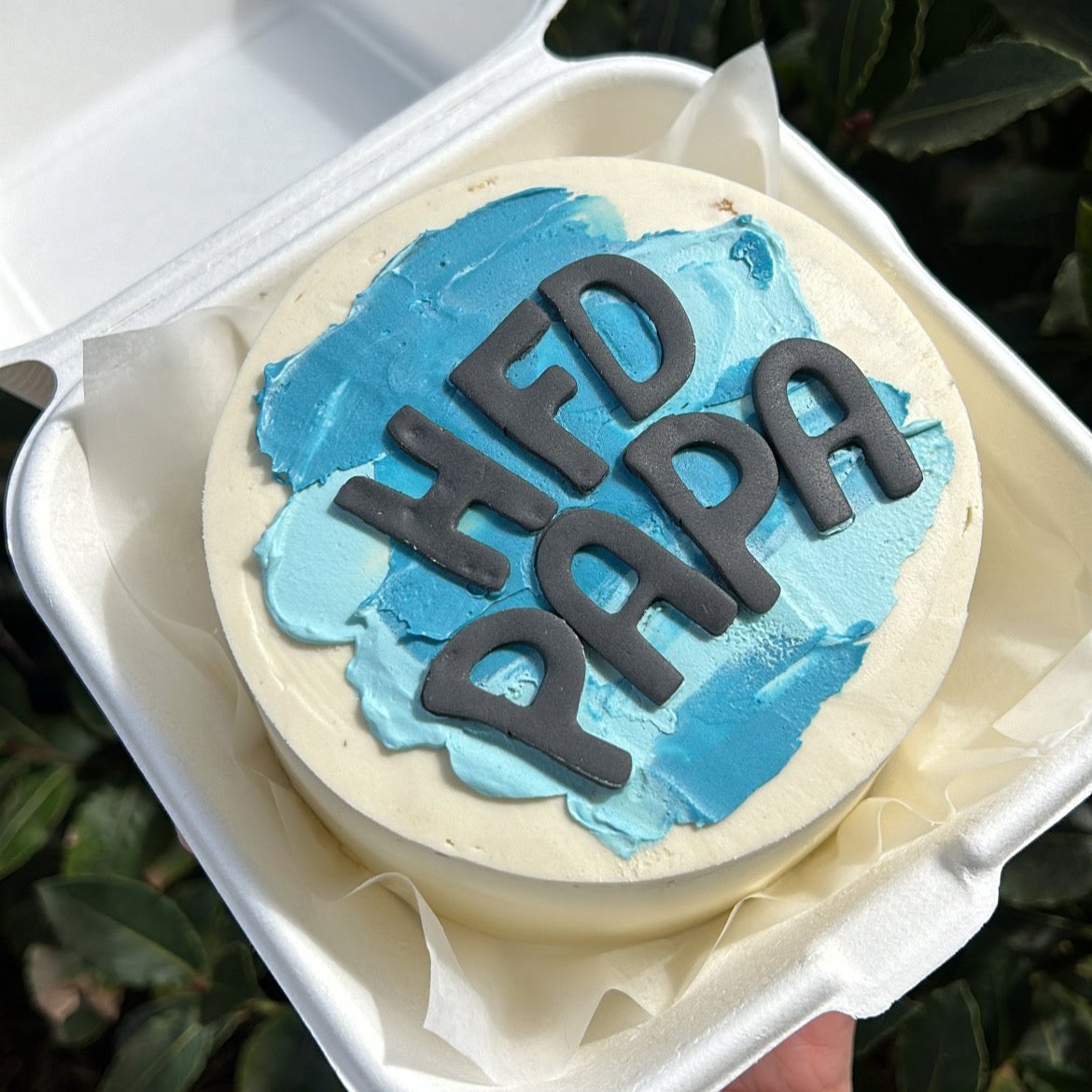 Mini Message Bento Cake top view fathers day blue